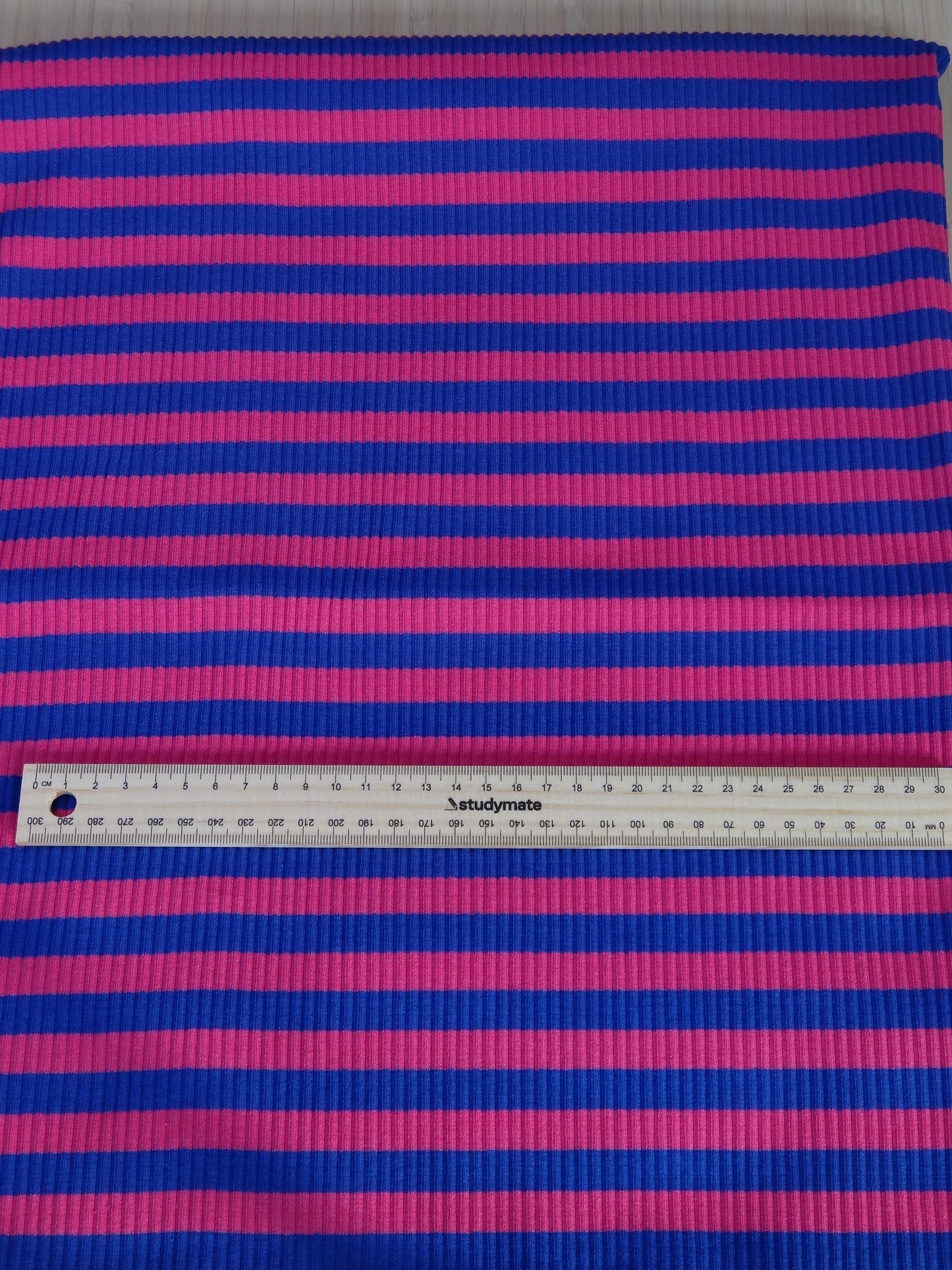 Remnant - 2.6m Striped Cotton Rib Knit