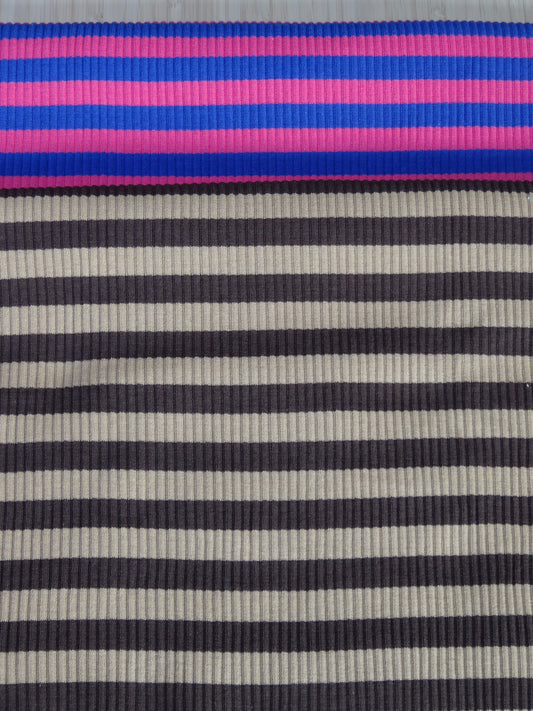 Remnant - 2.6m Striped Cotton Rib Knit