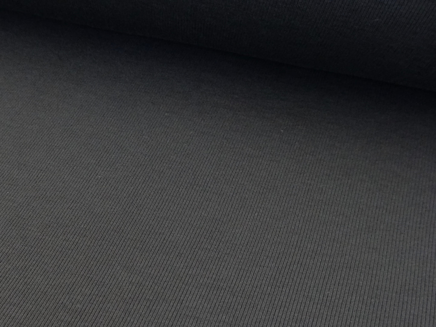 Close up Rib knitted fabric in plain black