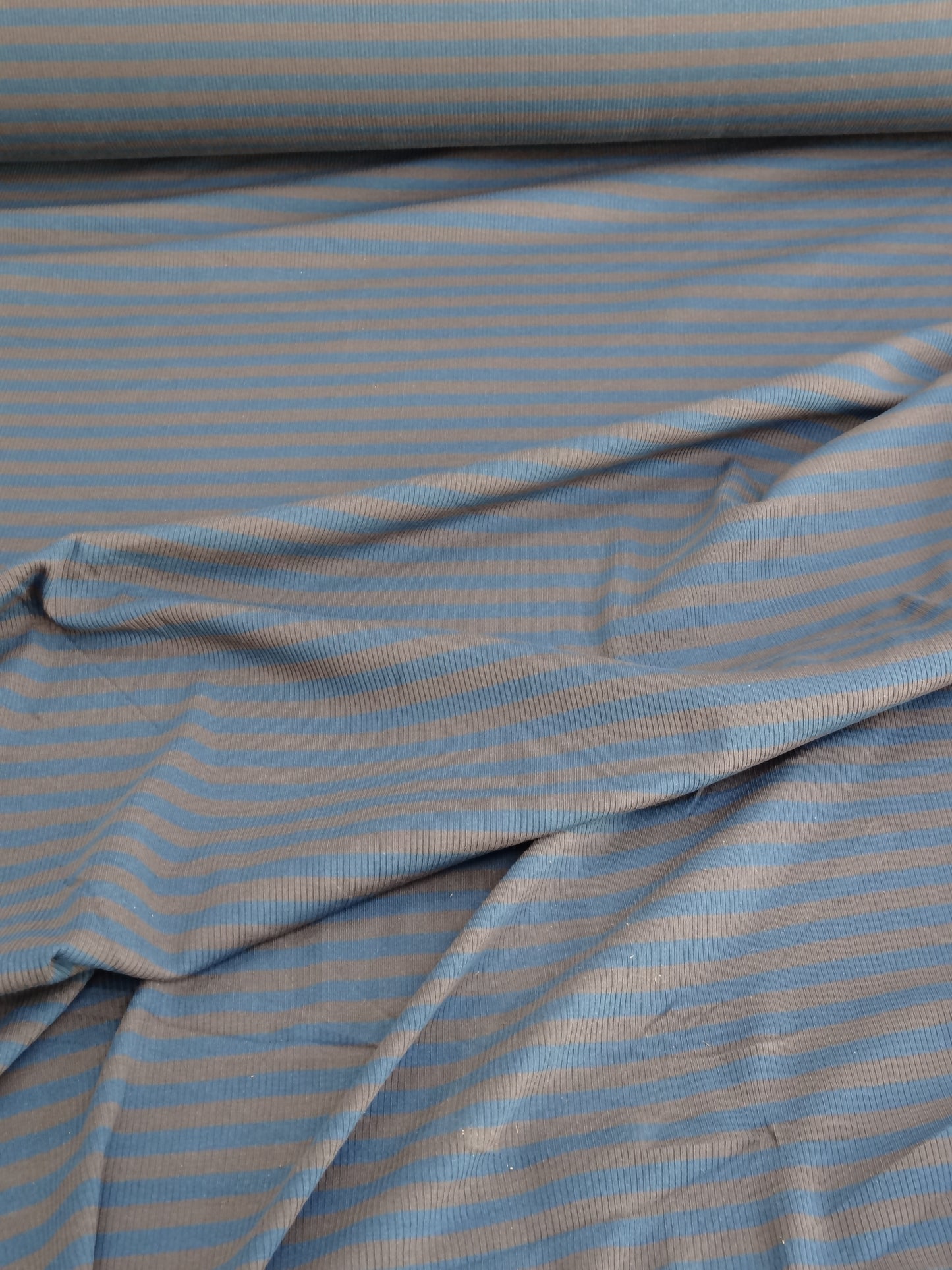 Striped Cotton Rib Knit - Blue