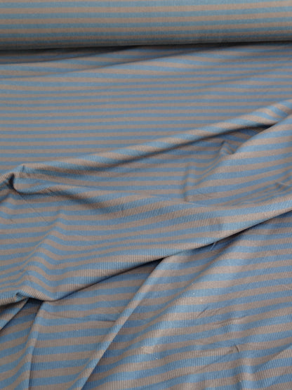 Striped Cotton Rib Knit - Blue