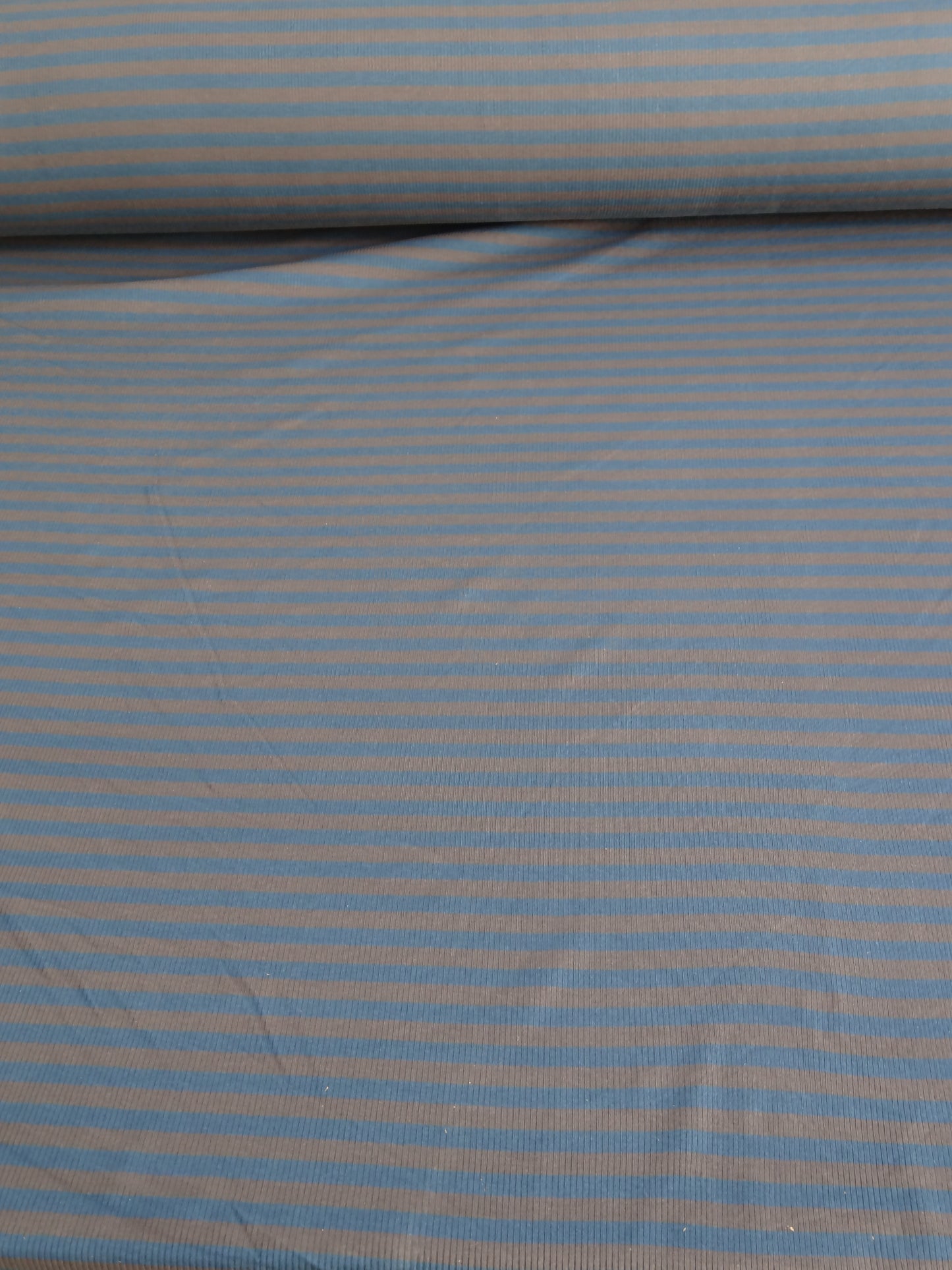 Striped Cotton Rib Knit - Blue