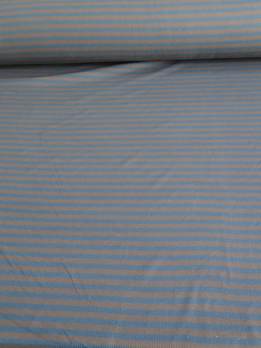 Striped Cotton Rib Knit - Blue