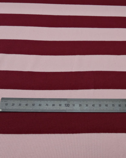 Wide Stripe Rib Knit - Berry / Pink
