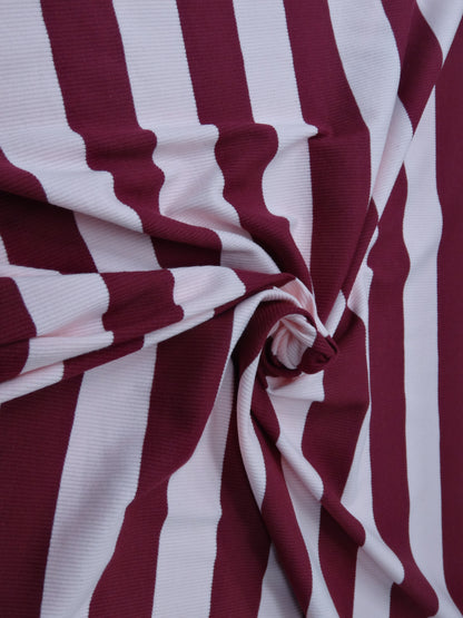 Wide Stripe Rib Knit - Berry / Pink