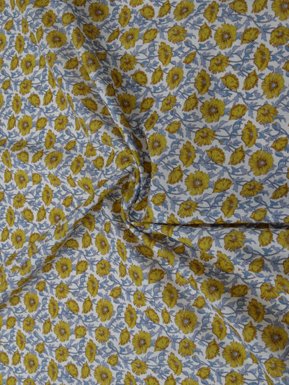 Floral Printed Cotton Voile - Yellow