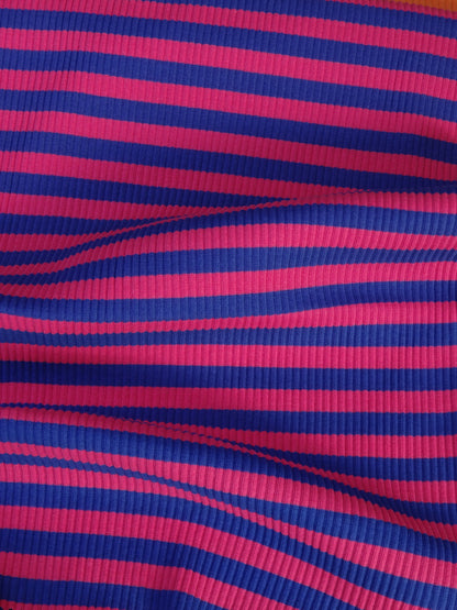 Remnant - 2.6m Striped Cotton Rib Knit