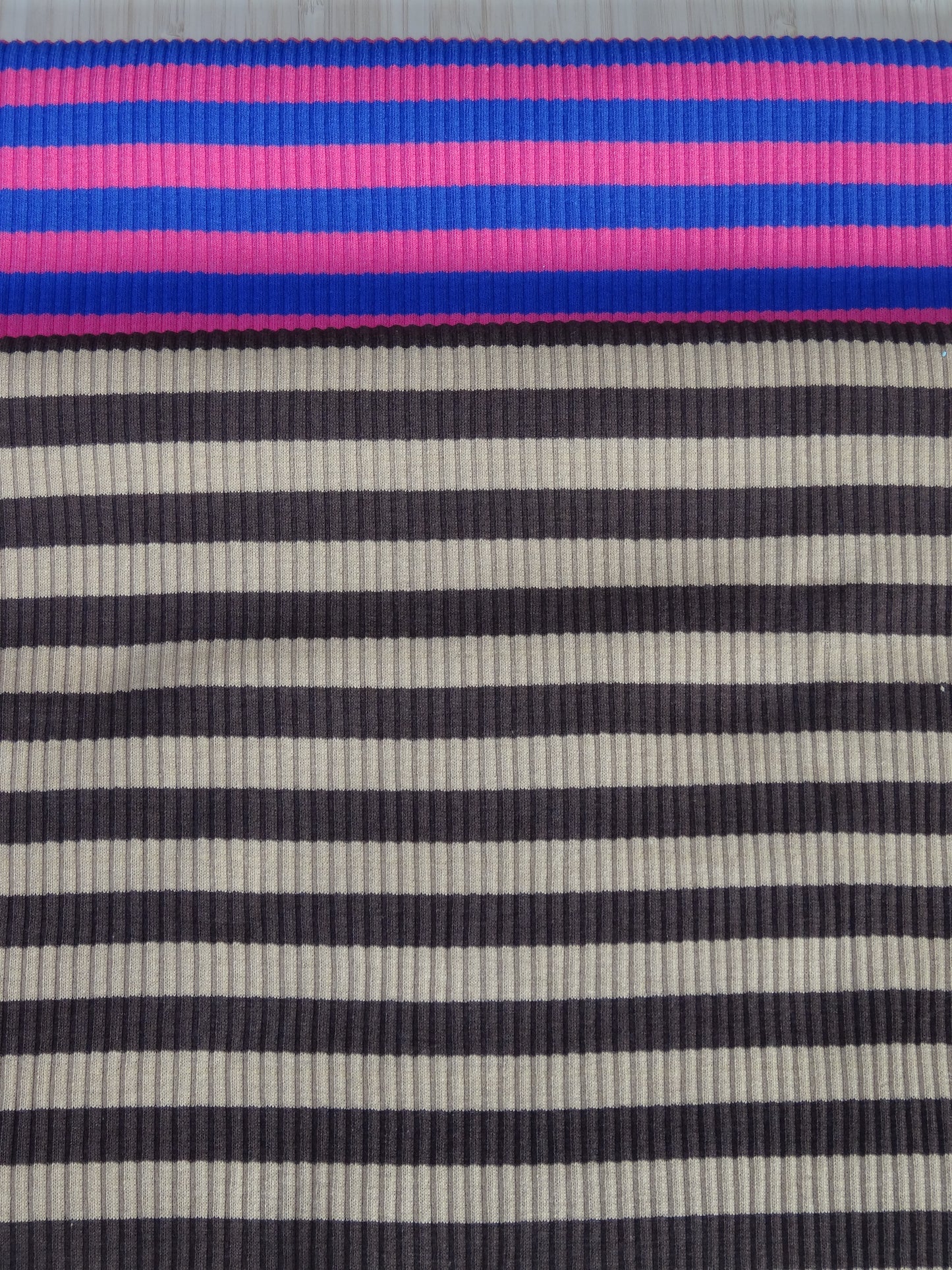 Remnant - 2.6m Striped Cotton Rib Knit