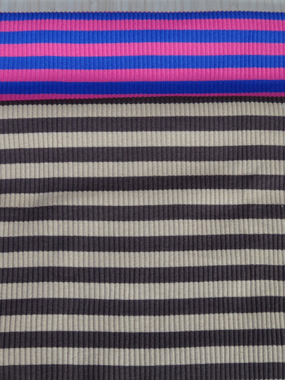 Remnant - 2.6m Striped Cotton Rib Knit