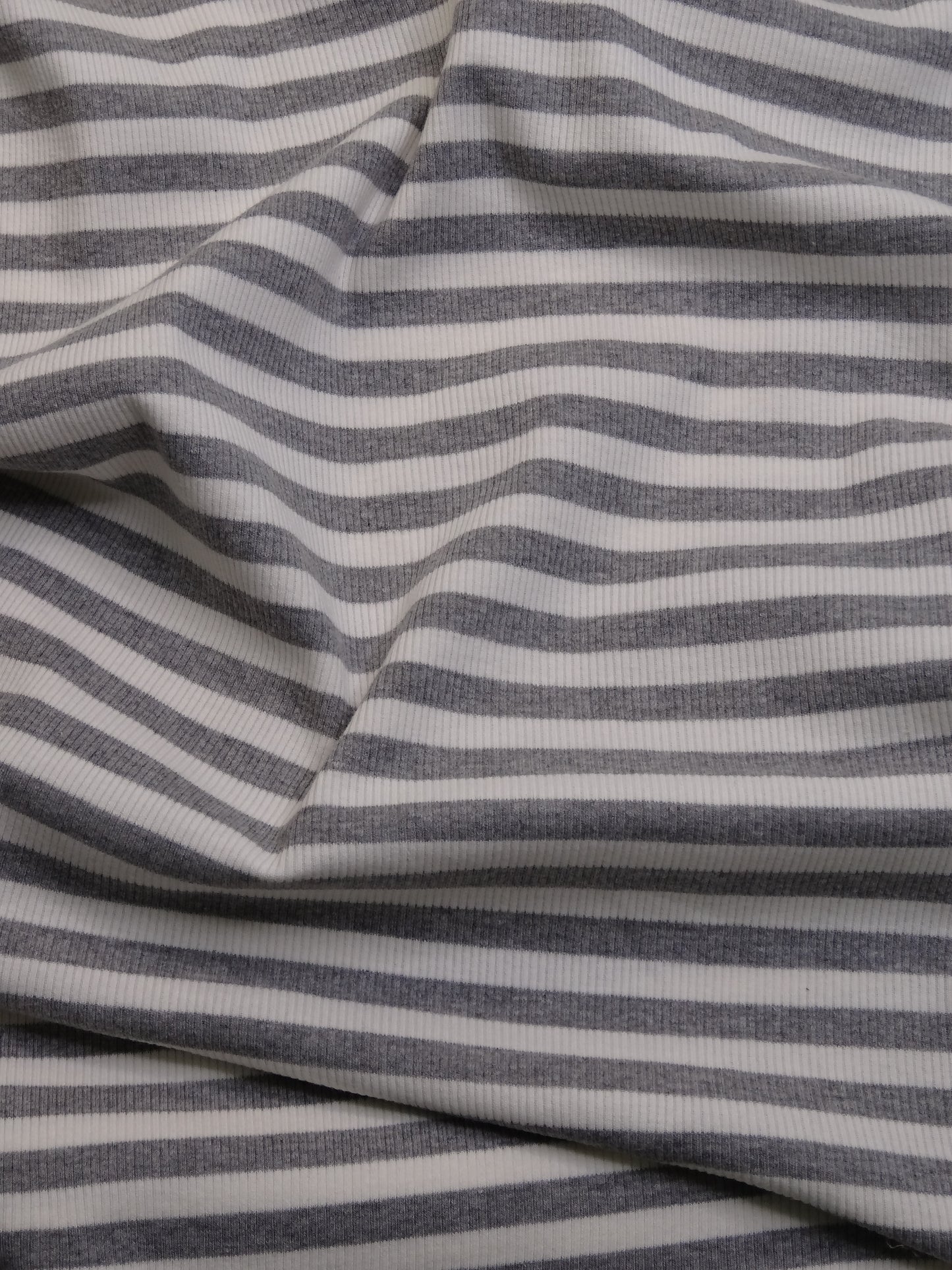 Striped Cotton Rib Knit - Grey