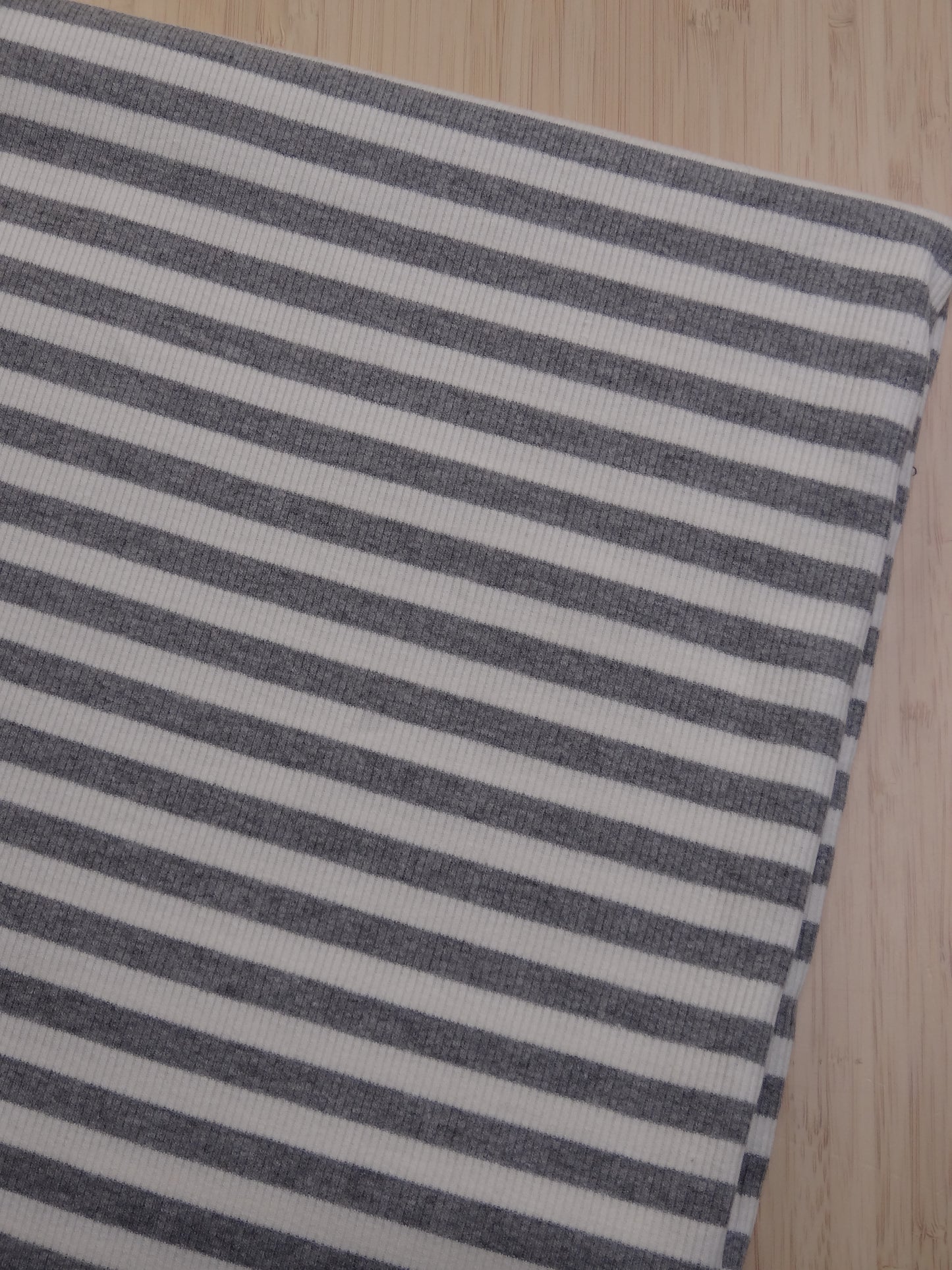 Striped Cotton Rib Knit - Grey