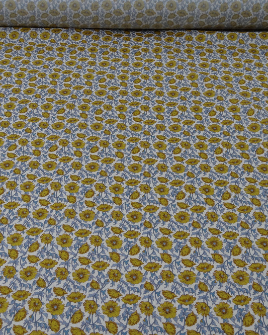Floral Printed Cotton Voile - Yellow