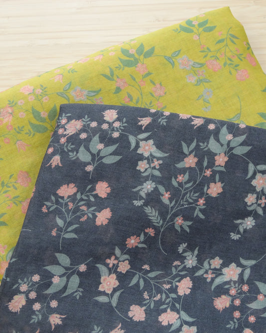 Remnant - 3m Lightweight Ramie Print #11- Faded Flowers